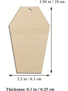 20入組木製鑿刻墓碑形掛飾,diy手工木工帶孔麻繩禮品標籤 - 米色 - 查看 2