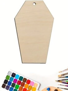 20入組木製鑿刻墓碑形掛飾,diy手工木工帶孔麻繩禮品標籤 - 米色 - 查看 3