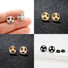 1對冰球媽媽女士小耳環,不鏽鋼運動俱樂部珠寶配飾,最好的禮物給朋友 - 黑色 - 查看 7