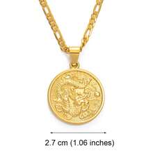 1入組祥龍吊墜鏈項鍊,鍍金珠寶吉祥物裝飾品 - 彩色 - 查看 3