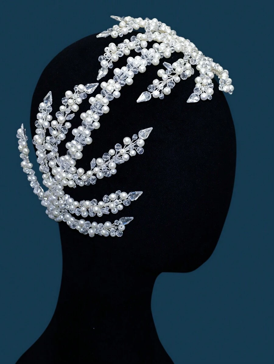 1pc Women's Silver Rhinestone Bridal Headpiece Perfect For Wedding, Party, Banquet - Silver - View 1