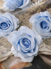 10 pezzi di teste di rose artificiali blu, adatti per la decorazione domestica, San Valentino, regali