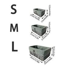 1pc Desktop Storage Basket For Cosmetics, Keys, Snacks, Coffee Table & Foyer Organizer, Woven Storage Bin - Grey - View 3