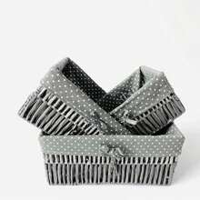 1pc Desktop Storage Basket For Cosmetics, Keys, Snacks, Coffee Table & Foyer Organizer, Woven Storage Bin - Grey - View 2
