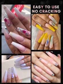 Transforme sus uñas con 100 piezas de resina de mezclilla en caja transparente uñas postizas extendidas para mujeres y niñas - transparente - Ver 6