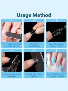 Transforme sus uñas con 100 piezas de resina de mezclilla en caja transparente uñas postizas extendidas para mujeres y niñas - transparente - Ver 7