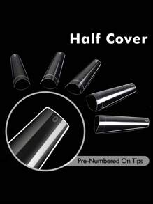 Transforme sus uñas con 100 piezas de resina de mezclilla en caja transparente uñas postizas extendidas para mujeres y niñas - transparente - Ver 5