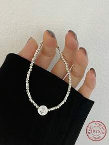 1條925純銀ins風格鬱金香形珠鏈手鐲,優雅多變,簡約手工diy配件和精美珠寶設計 - 銀色 - 查看 6