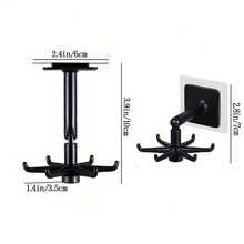 1pc Universal Rotating Hook, Multi-Purpose 360 Degrees Rotatable 6-Claw Rack Organizer, Self Adhesive Bath Towel Rack, Kitchenware Storage Hanger Accessories, Wall Mount Utensils Rack, Home Kitchen Supplies - 1Pc - View 9