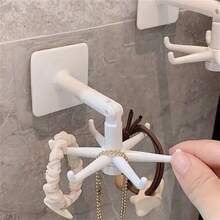 1pc Universal Rotating Hook, Multi-Purpose 360 Degrees Rotatable 6-Claw Rack Organizer, Self Adhesive Bath Towel Rack, Kitchenware Storage Hanger Accessories, Wall Mount Utensils Rack, Home Kitchen Supplies - 1Pc - View 3