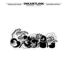 Inkartlink 8*17cm 1 件草本汁临时纹身海浪图案，神奇，持续 15 天，半永久，逼真，持久 1-2 周 - 黑色 - 查看 1