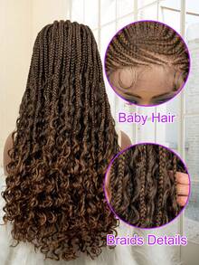 13*4透明拉鍊式合成髮,預拉發際線編織染成棕色漸層,辮子髮型 - 漸層 - 查看 8