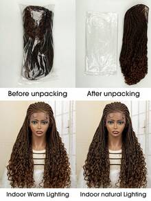 13*4透明拉鍊式合成髮,預拉發際線編織染成棕色漸層,辮子髮型 - 漸層 - 查看 11