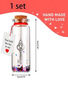 1入組情人節浪漫漂流瓶禮物套裝,附贈鑰匙、祝福卡,適用於他/她的周年紀念日禮物,致愛丈夫/妻子的我愛你禮物,男/女朋友的浪漫瓶中信 - 無色 - 查看 11