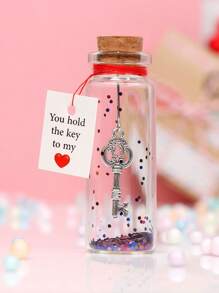 1入組情人節浪漫漂流瓶禮物套裝,附贈鑰匙、祝福卡,適用於他/她的周年紀念日禮物,致愛丈夫/妻子的我愛你禮物,男/女朋友的浪漫瓶中信 - 無色 - 查看 1