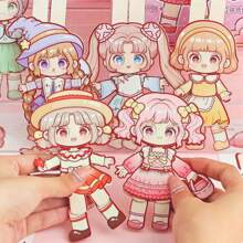 1入組可愛的活動紙娃娃diy手工藝術材料,適用於自製紙娃娃 - 彩色 - 查看 7