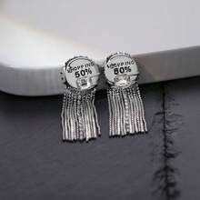 1pair Wine -Shaped Tassel Earrings With 925 Silver Needle, European & American Style, Unisex, Personalized, Ear Accessories - Great For Couples And Festivals Gifts - Silver - View 4