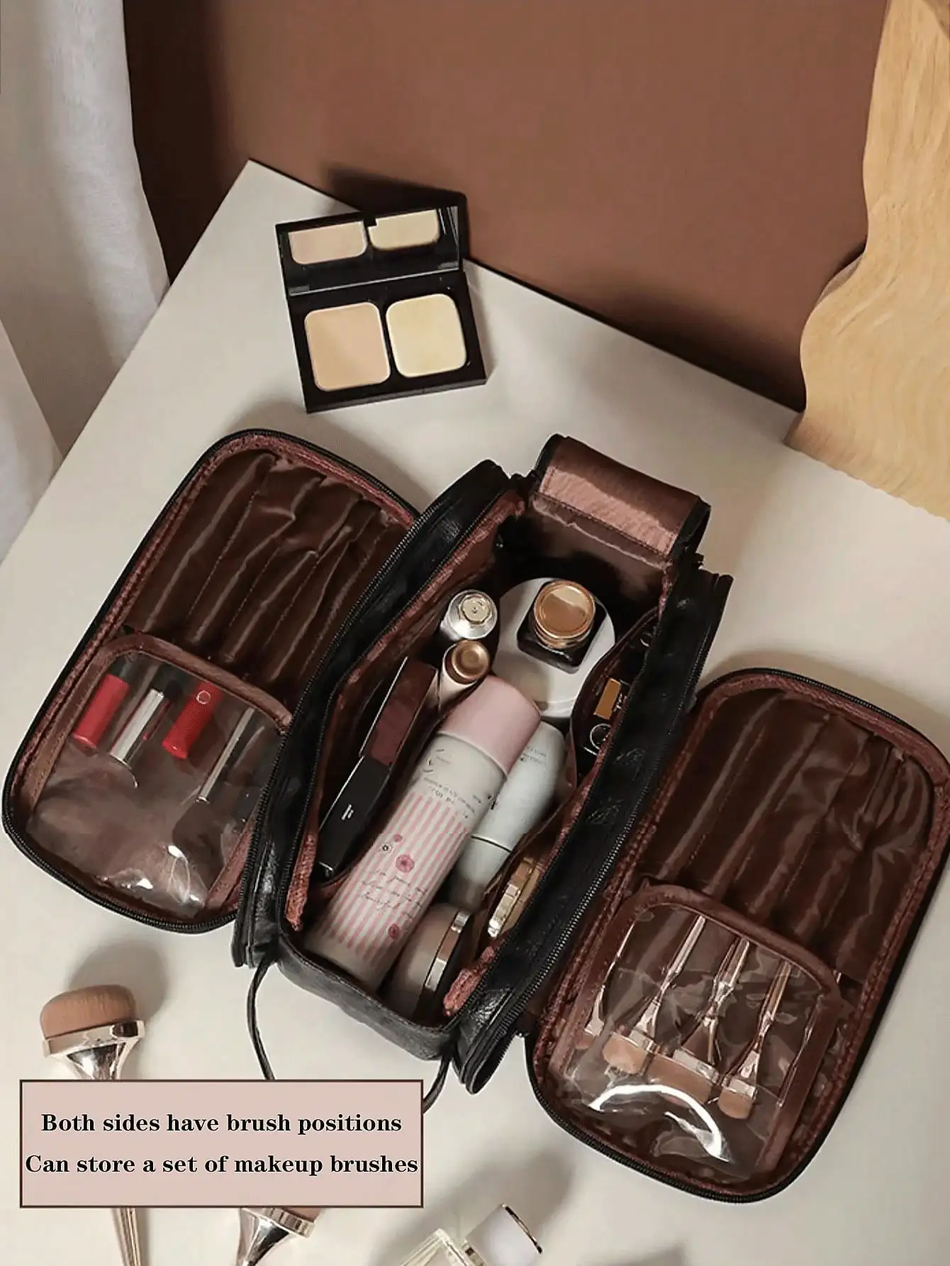 Women's Large Capacity Portable Toiletry Bag For Travel And Cosmetic Storage Men Toiletry Bag Makeup Brushes Storage Makeup Bag Makeup Bags Makeup Organizer Make Up Organizer Makeup Storage