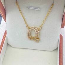 Korean Style Alphabet Necklace, Micro-Inlaid Necklace, Cold & Fashionable, 26 Letters Available, Suitable For Multiple Occasions, Luxury & Niche Jewelry Gift For Women And Friends - Full Zirconium Micro-set Letter Q Necklace - View 2