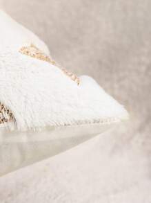 Miater 1 Miếng Mặt trăng & Ngôi sao Hình dạng Thêu Sang trọng Vỏ gối - trắng - Xem 4