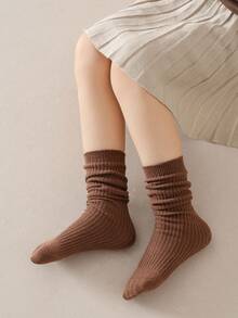 兒童襪子,春秋風格,實心中筒襪子,男女童通用,多彩堆疊襪子 - 彩色 - 查看 6