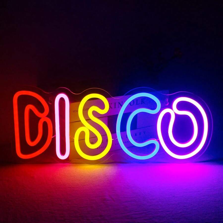 Disco Neon Sign, Led Neon Wall Decor, Neon Sign Room Decor, Wall Decor With Neon Sign, Light Sign For Disco Bar, Usb Powered Led Neon Sign For Bedroom Decor, For Disco Lovers, Music Bar - Multicolor - View 1