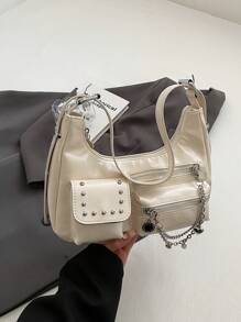 Women's Y2k Style Versatile And Pu Crossbody Bag - Beige - View 8