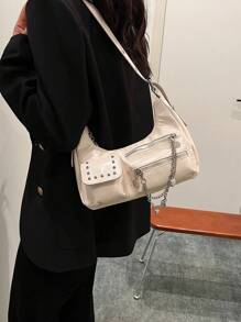 Women's Y2k Style Versatile And Pu Crossbody Bag - Beige - View 1