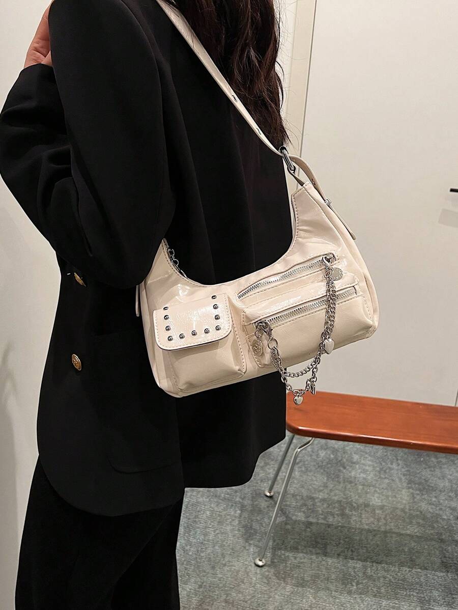 Women's Y2k Style Versatile And Pu Crossbody Bag - Beige - View 1