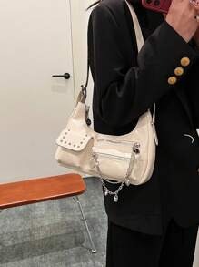 Women's Y2k Style Versatile And Pu Crossbody Bag - Beige - View 3