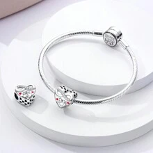 銀鍍鉑無限愛系列魅力珠子適用於diy女性手鐲吊墜 - 銀色 - 查看 2