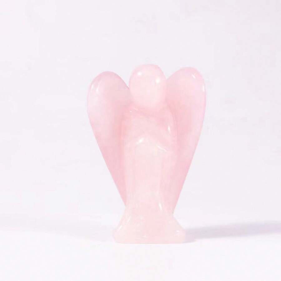 1pc Crystal Material Angel Shaped Carving Decorative Ornament, Ideal For Collecting, Gift, Decorating Living Room, Office - Pink - View 1