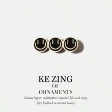 1入組專屬微笑臉型黑白色女孩簡約時尚可愛側夾髮夾，女性優雅宴會禮帽飾 - 黑色 - 查看 5