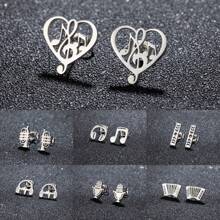 1對不鏽鋼樂器色士風耳環,適用於女人母親禮物,音樂珠寶首飾 - 黑色 - 查看 8