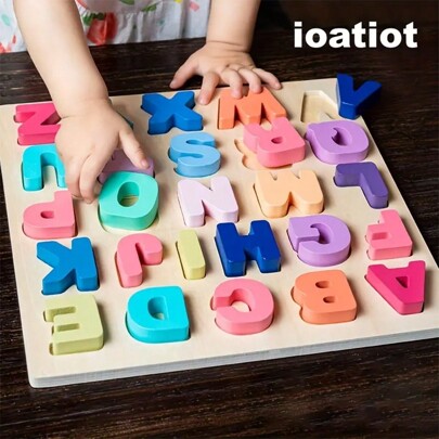 1pc Wooden Jigsaw Puzzle For Early Learning And Cognitive Development, With Alphabet Matching Function, Educational Toy For Toddlers