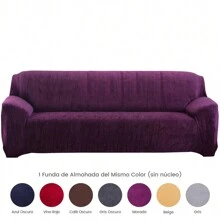 Stretch Sofabezug Couchbezug 1/2/3/4 Sitzer Dicke Samt Sofa Schonbezüge Elastischer Antirutsch Sofahusse Möbelschutz - Violett - Übersicht 6