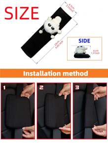 1入組可愛卡通眼鏡和英俊煤球形毛絨玩具汽車安全帶肩套,座椅安全帶肩套減輕肩部壓力,舒適時尚,防止肩緊 - 白色 - 查看 4