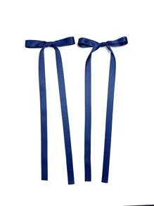 2pcs Simple Blue Bowknot Long Ribbons Hair Clip Cute Valentine's Day Valentines, Hair Accessories, Hair Barrettes Hair Clips Hair Claws, School Stuff, Elegant, College, Bows, Head Accessories, Hairpin - Royal Blue - View 2