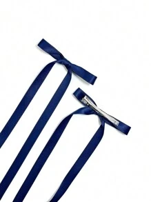 2pcs Simple Blue Bowknot Long Ribbons Hair Clip Cute Valentine's Day Valentines, Hair Accessories, Hair Barrettes Hair Clips Hair Claws, School Stuff, Elegant, College, Bows, Head Accessories, Hairpin - Royal Blue - View 3