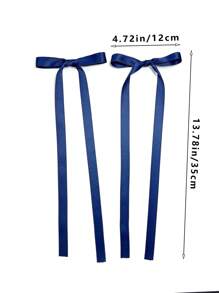 2pcs Simple Blue Bowknot Long Ribbons Hair Clip Cute Valentine's Day Valentines, Hair Accessories, Hair Barrettes Hair Clips Hair Claws, School Stuff, Elegant, College, Bows, Head Accessories, Hairpin - Royal Blue - View 4