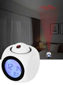1pc Modern Minimalist Multifunctional LED Projection Clock With Timer, Projection Alarm Clock, Temperature Display And Voice Broadcast, Alarm Clock With Data Cable, Christmas - White - View 5