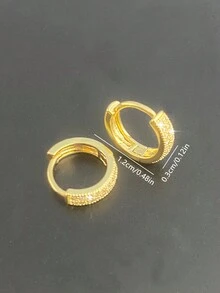 1pair Luxury And Elegant Copper & Zirconium Earring Studs As A Gift For Dating - Yellow Gold - View 5