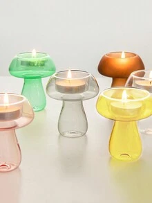 1 Máy Tính Nấm Kính Chân Nến Sáng Tạo Trong Suốt Đế Nến Chân Nến Trang Trí Nhà Phòng Khách Đồ Trang Trí - màu xanh lá - Xem 9