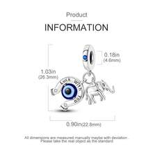 1pc Silver-Plated Lucky Blue Evil Eye & Decor Elephant & Horseshoe Shaped Pendant Suitable For Bracelet & Necklace Diy Jewelry Making - Silver - View 4