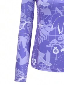 女款快乾長袖t卹適合健行登山運動等戶外活動透氣防曬春夏 - 紫色 - 查看 4