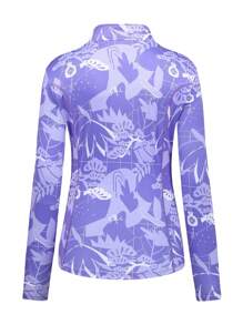 女款快乾長袖t卹適合健行登山運動等戶外活動透氣防曬春夏 - 紫色 - 查看 2