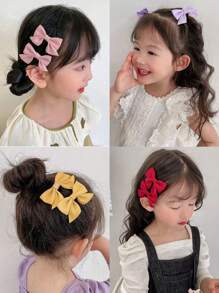 5 đôi kẹp tóc nơ hoa nhí màu nâu cho bé gái, phụ kiện tóc nơ hoa bằng vải phù hợp cho sinh hoạt hàng ngày, kỳ nghỉ và mùa tựu trường. - Nhiều màu - Xem 4