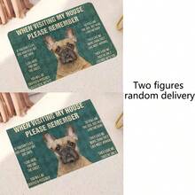 1 件隨機出貨超柔軟水晶絨廚房墊浴室吸水快乾防滑地墊廁所入口地毯抗疲勞墊 - 綠色底鬥牛犬 - 查看 8