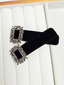 2 件裝新款時尚女式髮夾、黑色金屬和水鑽髮飾 - 黑色 - 查看 2