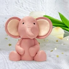 1入組軟質粉色大象蛋糕裝飾,動物蛋糕插件,適用於生日派對&主題派對(性別大揭密) - 藕粉色 - 查看 4